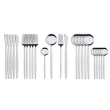 24Pcs 18/10 Stainless Steel Dinnerware Set Kitchen Essentials