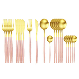24Pcs 18/10 Stainless Steel Dinnerware Set Kitchen Essentials