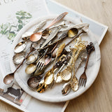 6Pcs/Set Retro, Vintage, Royal Style Carved Cutlery Kitchen Essentials