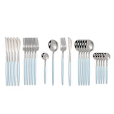 24Pcs 18/10 Stainless Steel Dinnerware Set Kitchen Essentials