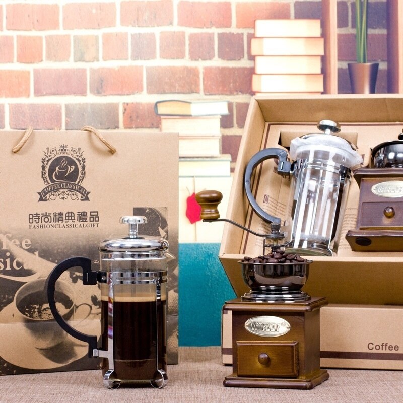 Vintage Wooden Hand Crank Coffee Grinder Kitchen Essentials
