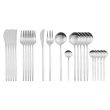 24Pcs 18/10 Stainless Steel Dinnerware Set Kitchen Essentials