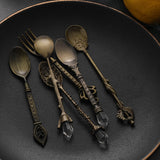 6Pcs/Set Retro, Vintage, Royal Style Carved Cutlery Kitchen Essentials