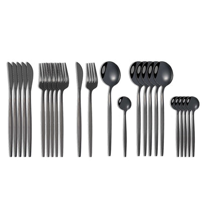 24Pcs 18/10 Stainless Steel Dinnerware Set Kitchen Essentials