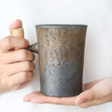 Japanese Style Vintage Ceramic Cup with Wooden Handle Kitchen Essentials