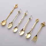 6Pcs/Set Retro, Vintage, Royal Style Carved Cutlery Kitchen Essentials