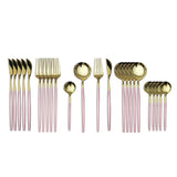 24Pcs 18/10 Stainless Steel Dinnerware Set Kitchen Essentials