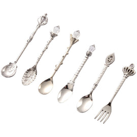 6Pcs/Set Retro, Vintage, Royal Style Carved Cutlery Kitchen Essentials