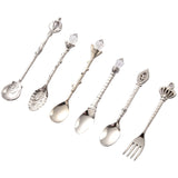 6Pcs/Set Retro, Vintage, Royal Style Carved Cutlery Kitchen Essentials