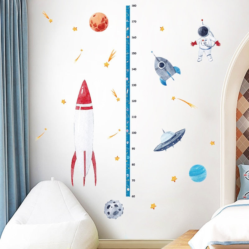 Space Rocket & Height Chart Wall Sticker Kitchen Essentials