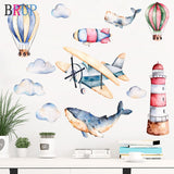 Hand Painted Style Hot Air Balloon Wall Sticker Kitchen Essentials
