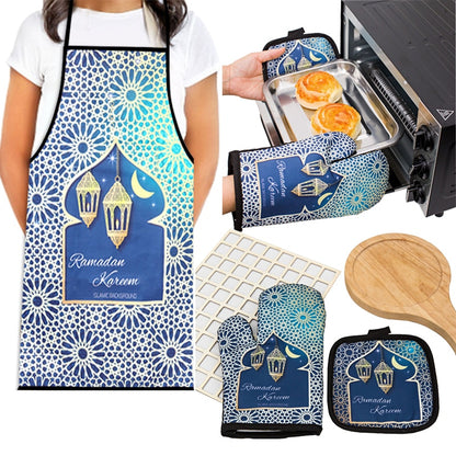 Eid Mubarak Anti-Scalding Oven Gloves & Kitchen Apron Kitchen Essentials