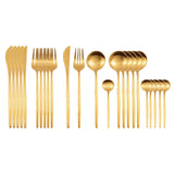 24Pcs 18/10 Stainless Steel Dinnerware Set Kitchen Essentials