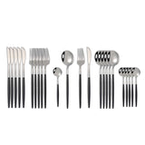 24Pcs 18/10 Stainless Steel Dinnerware Set Kitchen Essentials