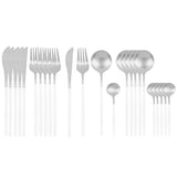 24Pcs 18/10 Stainless Steel Dinnerware Set Kitchen Essentials