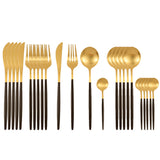 24Pcs 18/10 Stainless Steel Dinnerware Set Kitchen Essentials
