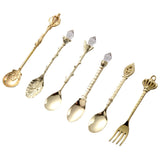 6Pcs/Set Retro, Vintage, Royal Style Carved Cutlery Kitchen Essentials