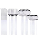 24Pcs 18/10 Stainless Steel Dinnerware Set Kitchen Essentials