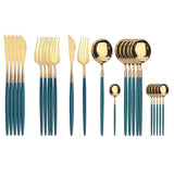 24Pcs 18/10 Stainless Steel Dinnerware Set Kitchen Essentials