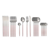 24Pcs 18/10 Stainless Steel Dinnerware Set Kitchen Essentials