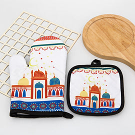 Eid Mubarak Anti-Scalding Oven Gloves & Kitchen Apron Kitchen Essentials