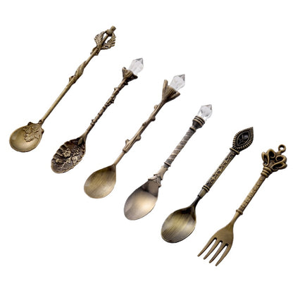 6Pcs/Set Retro, Vintage, Royal Style Carved Cutlery Kitchen Essentials