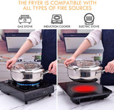 Japanese Deep Frying Pot with a Thermometer and a Lid in Stainless Steel eprolo