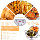 Japanese Deep Frying Pot with a Thermometer and a Lid in Stainless Steel eprolo