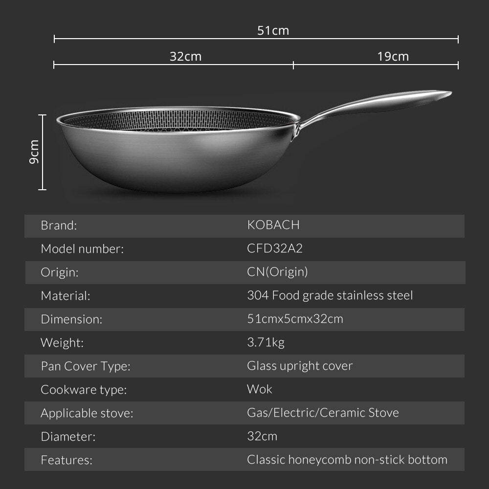 KOBACH kitchen wok 32cm nonstick pan Kitchen Essentials