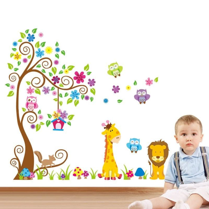 Large Size Trees Animals Colourful Owl Wall Stickers Kitchen Essentials