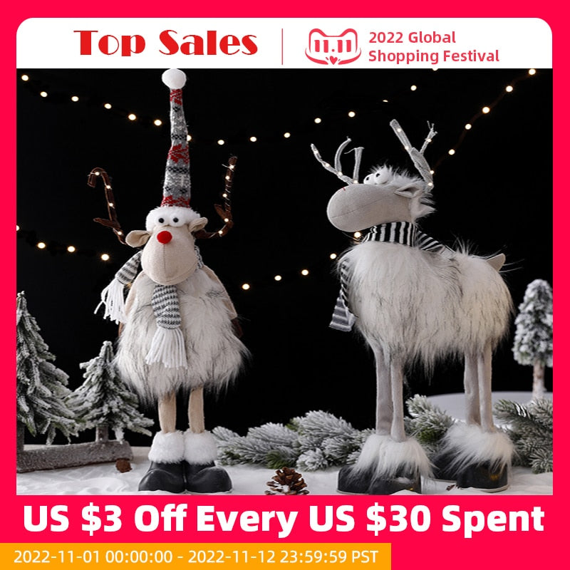 Large Standing Christmas Elk (with Lights) & Xmas Reindeer Doll Kitchen Essentials