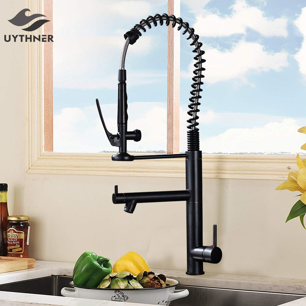 Luxury Black Bronze Spring Kitchen Mixer Faucet Tap Kitchen Essentials