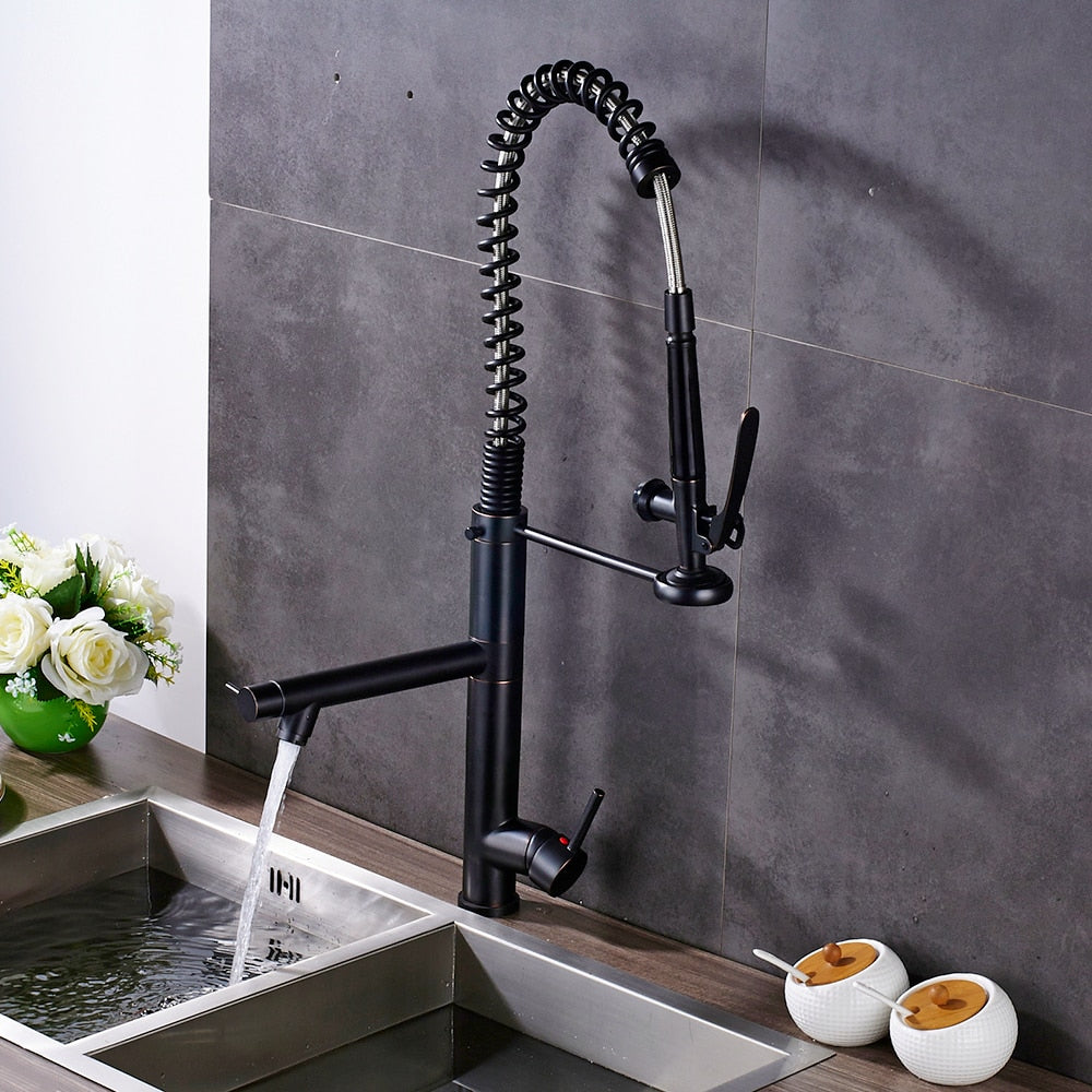 Luxury Black Bronze Spring Kitchen Mixer Faucet Tap Kitchen Essentials