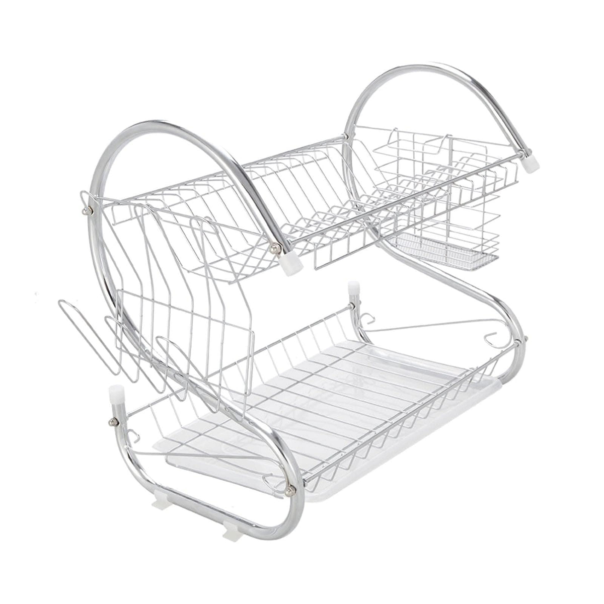 Multifunctional S-shaped Dual Layers Bowls & Dishes & Chopsticks & Spoons Collection Shelf Dish Drai hello-826