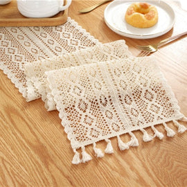 Nordic Beige Crochet Lace Table Runner Kitchen Essentials