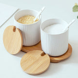 Nordic Ceramic Seasoning Jar with Lid & Spoon Kitchen Essentials