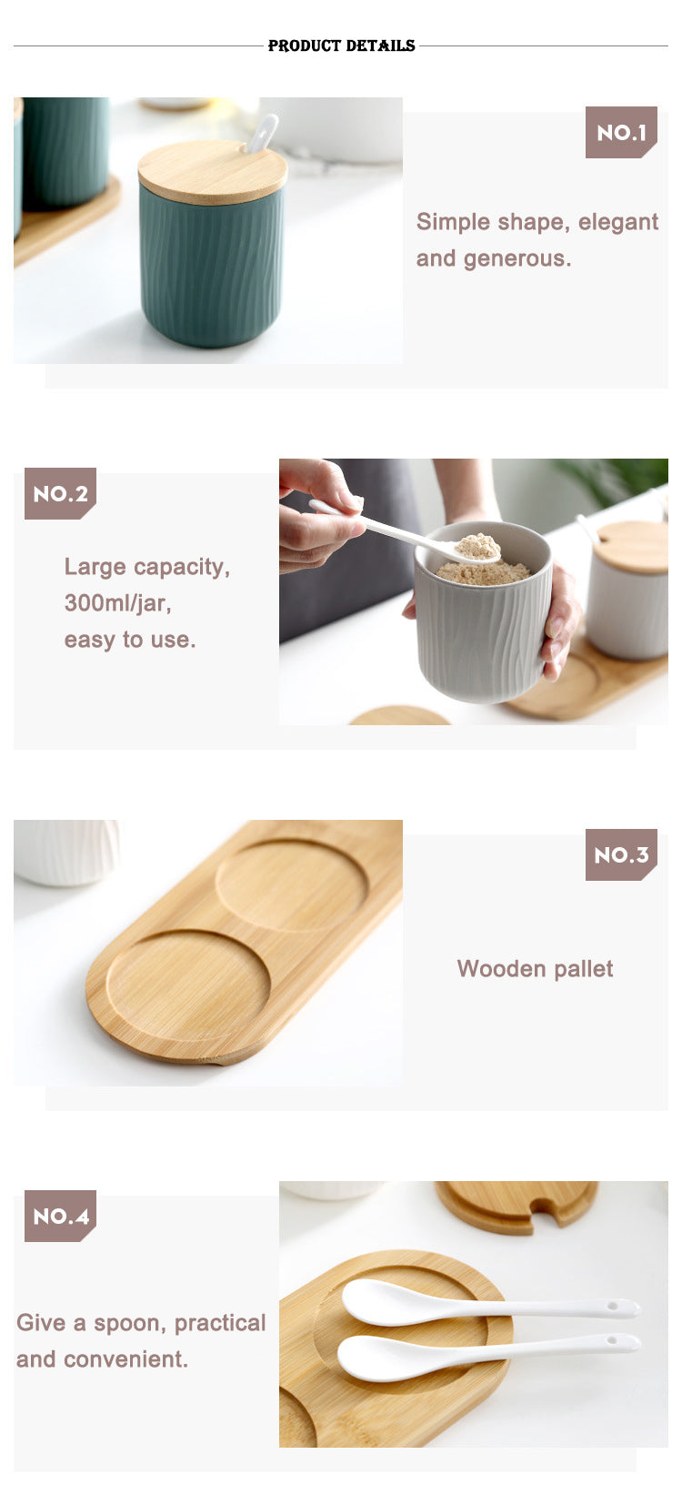 Nordic Ceramic Seasoning Jar with Lid & Spoon Kitchen Essentials