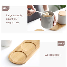 Nordic Ceramic Seasoning Jar with Lid & Spoon Kitchen Essentials