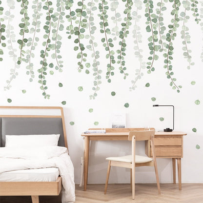 Nordic Style Rattan Leaves Wall Stickers for Home Decoration Kitchen Essentials