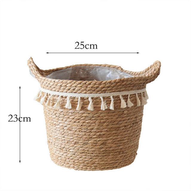 Plant Wicker Basket  Bamboo Seagrass Storage Baskets Nordic Kitchen Essentials