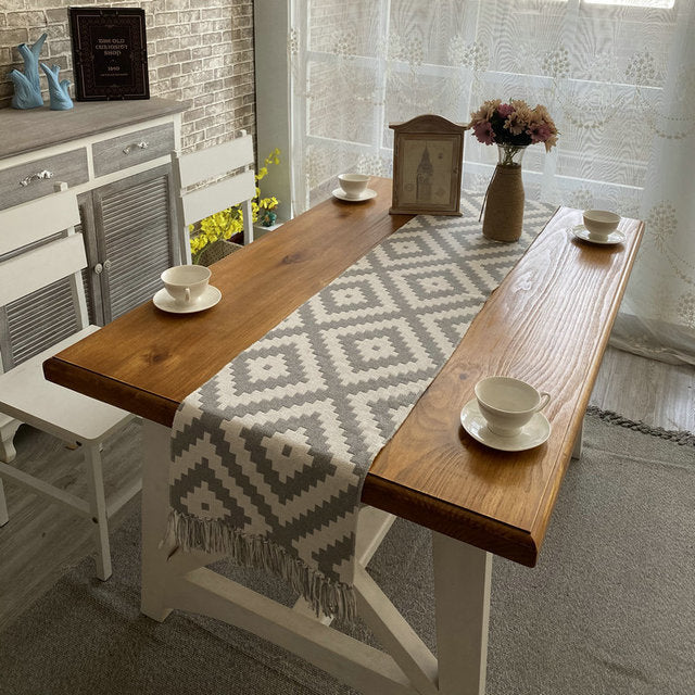 Cotton Linen Table Runner Buffalo Plaid Woven Kitchen Kitchen Essentials