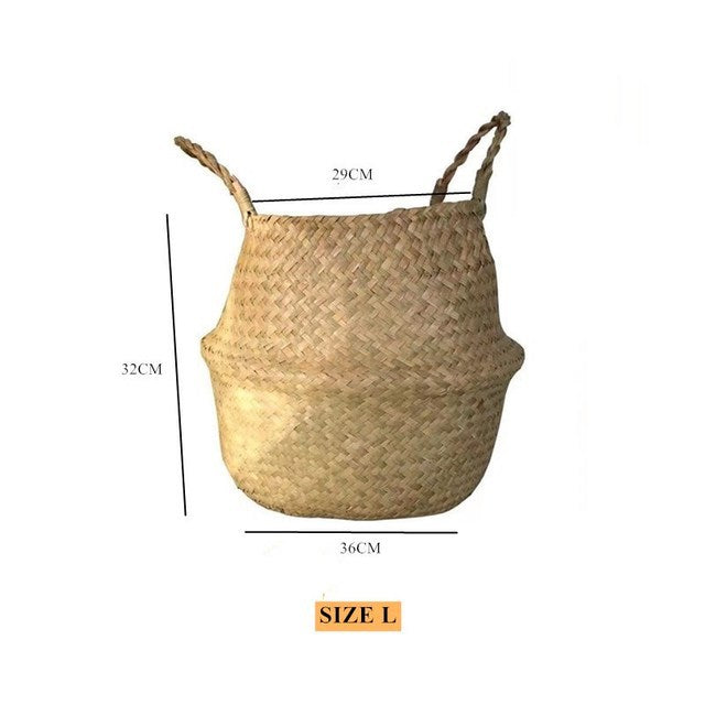 Plant Wicker Basket  Bamboo Seagrass Storage Baskets Nordic Kitchen Essentials