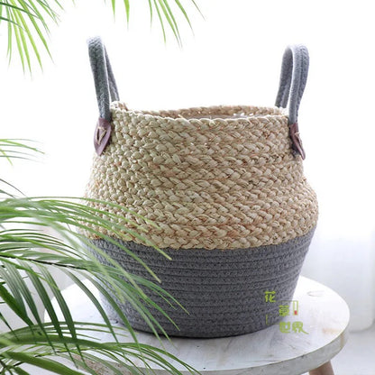 Plant Wicker Basket  Bamboo Seagrass Storage Baskets Nordic Kitchen Essentials