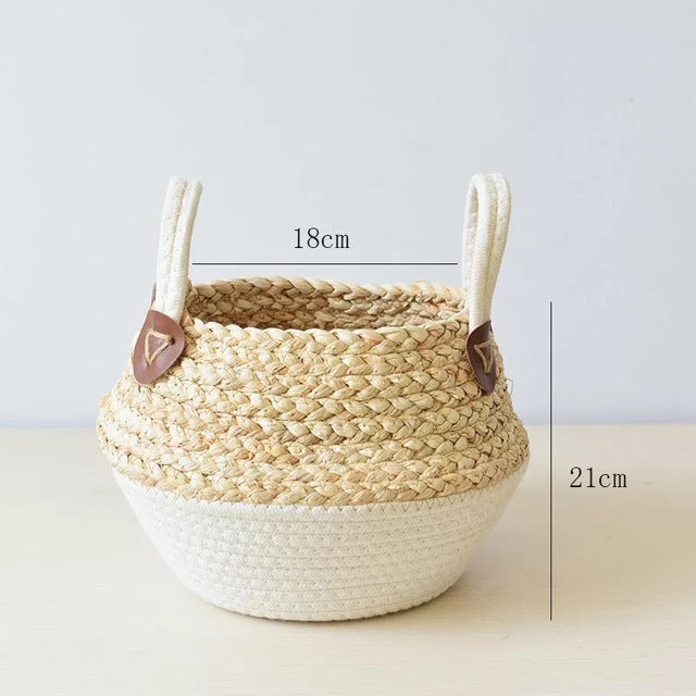 Plant Wicker Basket  Bamboo Seagrass Storage Baskets Nordic Kitchen Essentials