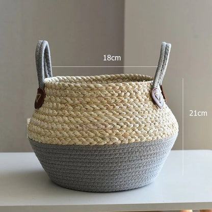 Plant Wicker Basket  Bamboo Seagrass Storage Baskets Nordic Kitchen Essentials