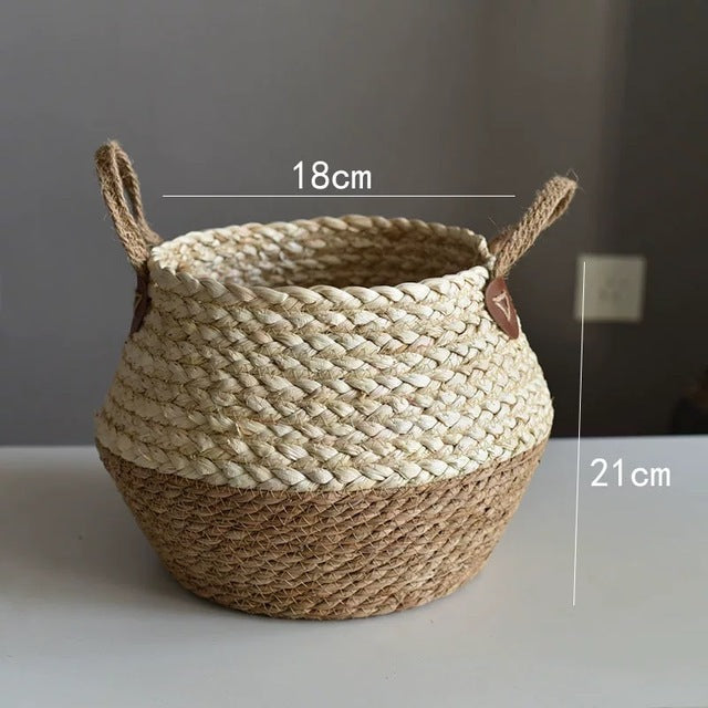 Plant Wicker Basket  Bamboo Seagrass Storage Baskets Nordic Kitchen Essentials