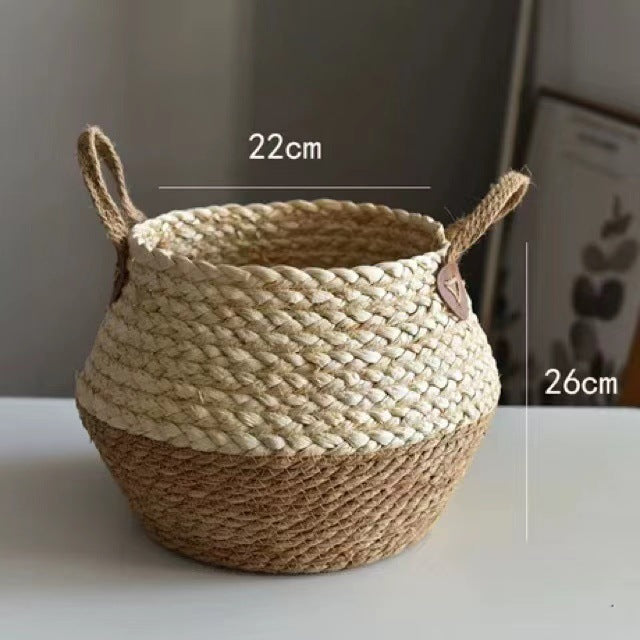 Plant Wicker Basket  Bamboo Seagrass Storage Baskets Nordic Kitchen Essentials