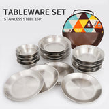 Outdoor Stainless Steel Dinner Plate Bowl 16-Piece Set eprolo