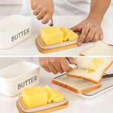 Porcelain Butter Container with Air-tight Seal Lid & Knife Kitchen Essentials