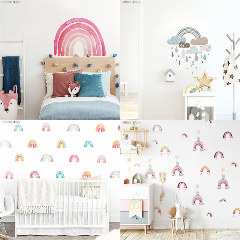 Rainbow Wall Stickers For Kids Rooms Kitchen Essentials